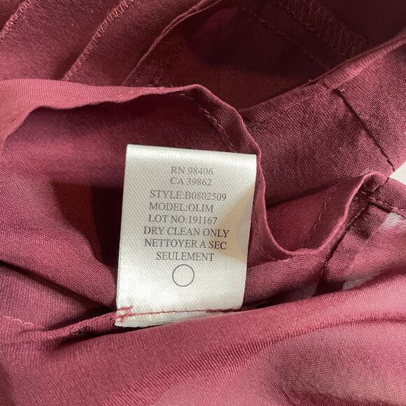 Theory Women's Burgundy Sheer Silk Sleeveless Blouse Size M Old Money Euro Chic - Picture 7 of 11